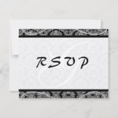 Monogram Black Damask WedelResponse-UAWG RSVP Karte (Vorderseite)