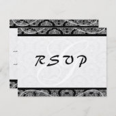 Monogram Black Damask WedelResponse-UAWG RSVP Karte (Vorne/Hinten)
