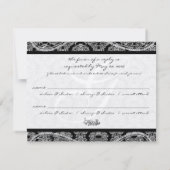 Monogram Black Damask WedelResponse-UAWG RSVP Karte (Rückseite)