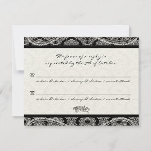 Monogram Black Damask WedelResponse-UAWG RSVP Karte