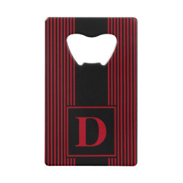 Monogram Black Dark Red Pinstrick Geldkarten Flaschenöffner