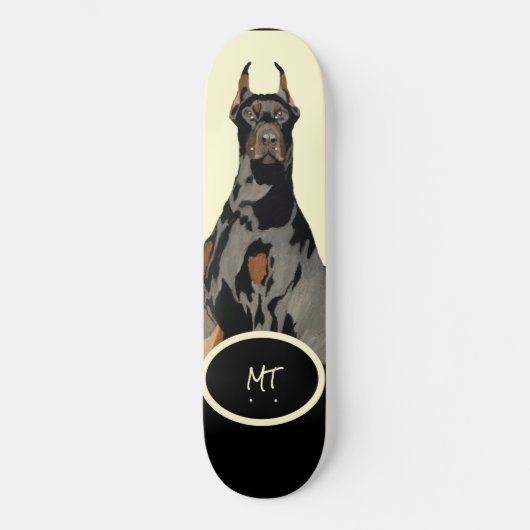 Monogram Black Doberman Pincher Black & Tan Skateboard (Vorderseite)