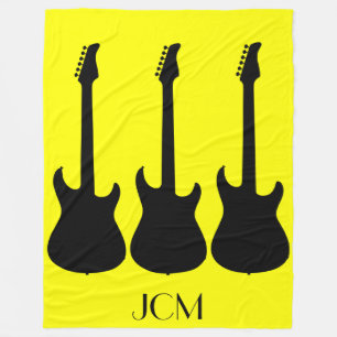 Monogram Black Electric Gitarren auf Gelb Fleecedecke