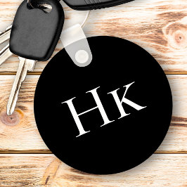 Monogram Black Elegant Classic Monogrammed Initial Schlüsselanhänger