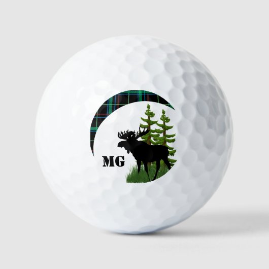 Monogram Black Else Silhouette mit Green Kariert Golfball (Vorderseite)