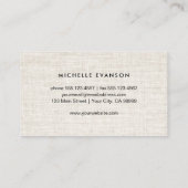 Monogram Black Floral Wreath Tan Linen Florist Visitenkarte (Rückseite)