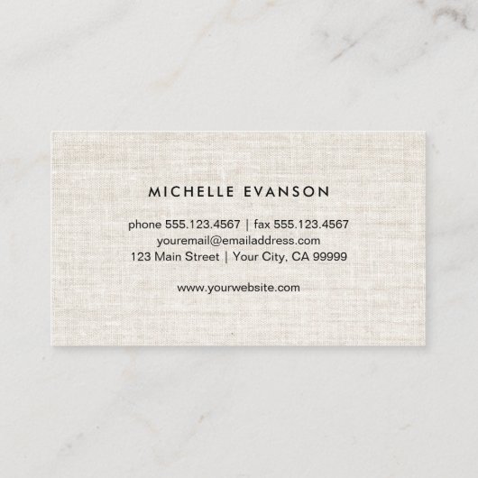 Monogram Black Floral Wreath Tan Linen Florist Visitenkarte (Rückseite)