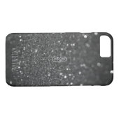 Monogram Black Glitzer Sparkle Case-Mate iPhone Hülle (Rückseite (Horizontal))