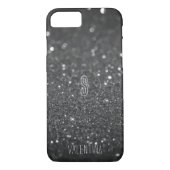 Monogram Black Glitzer Sparkle Case-Mate iPhone Hülle (Rückseite)