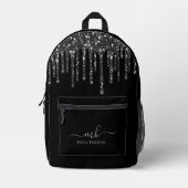 Monogram Black Glitzer Tropfen Bedruckter Rucksack (Vorderseite)