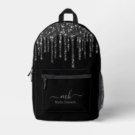 Monogram Black Glitzer Tropfen Bedruckter Rucksack