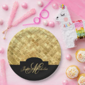 Monogram Black & Gold 50-Jubiläum Teller (Party)