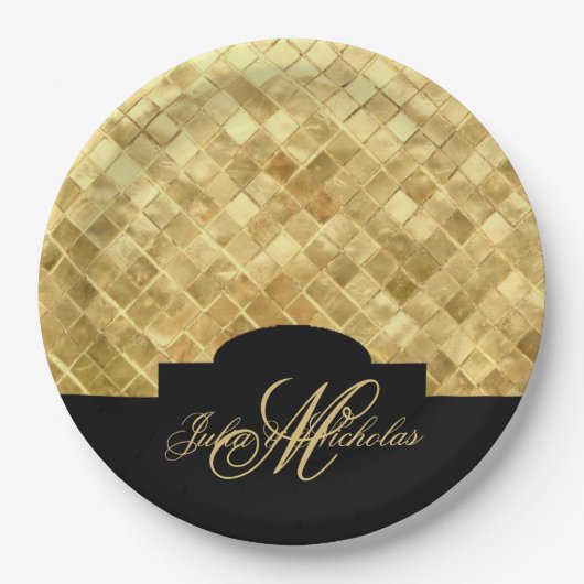 Monogram Black & Gold 50-Jubiläum Teller (Vorderseite)