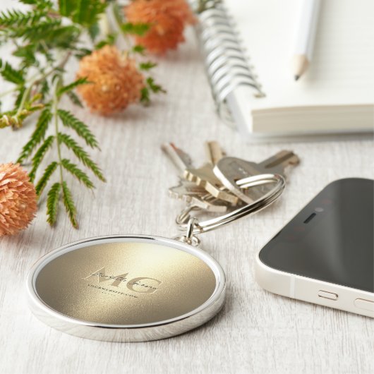 Monogram Black Gold Beruflich Elegante Moderne Schlüsselanhänger (Seite)