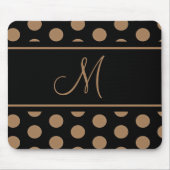 Monogram Black Gold Brown Polka Dots Mousepad (Vorne)