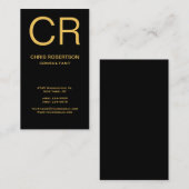 Monogram Black Gold Business Card Visitenkarte (Vorne/Hinten)