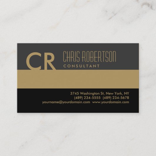 Monogram Black Gold Business Card Visitenkarte (Vorderseite)