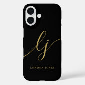 Monogram Black Gold Calligraphy Script Initials Case-Mate iPhone Hülle (Rückseite)