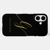 Monogram Black Gold Calligraphy Script Initials Case-Mate iPhone Hülle (Rückseite (Horizontal))