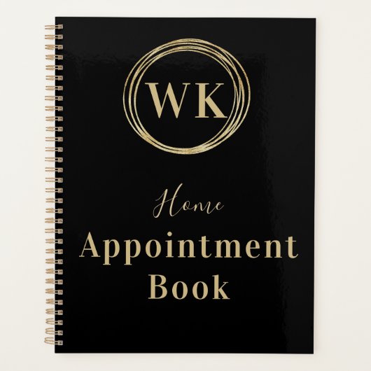 Monogram Black Gold Circles Zuhause Appointing Boo Planer (Vorderseite)