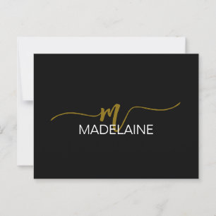Monogram Black Gold Color Personal Postkarte