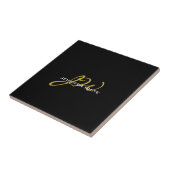Monogram Black Gold Color Schlicht Moderner Name Fliese (Seite)