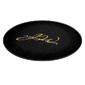 Monogram Black Gold Color Schlicht Moderner Name Schneidebrett (Ecke)