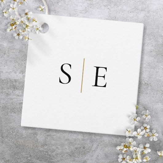 Monogram Black Gold Elegant Minimalistisch Geschenkanhänger