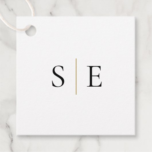 Monogram Black Gold Elegant Minimalistisch Geschenkanhänger (Vorderseite)