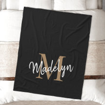 Monogram Black Gold Elegante Feminine Chic Script