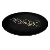 Monogram Black Gold Elegante Script Name Koch Schneidebrett (Ecke)