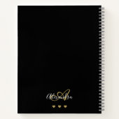 Monogram Black Gold Elegante Script Name Rezept Notizblock (Rückseite)