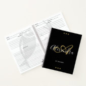 Monogram Black Gold Elegante Script Name Rezept Notizblock (Innenseite)