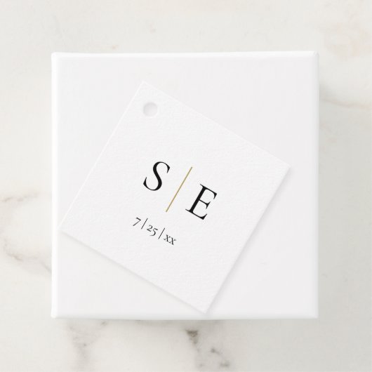 Monogram Black Gold Elegante Wedding Geschenkanhänger (Beispiel)