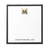 Monogram Black Gold Erstname Notizblock (Vorderseite)