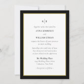 Monogram Black Gold - Familien zum Hochzeitsempfan Einladung (Vorderseite)