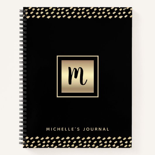 Monogram Black Gold-Folienskripte moderne, fett Notizblock (Vorderseite)