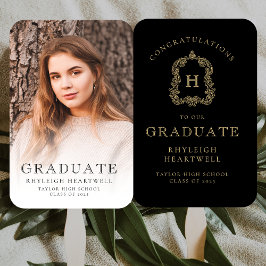 Monogram Black Gold Foto Abschluss Fächer