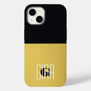 Monogram Black Gold & Girly Hübsch Case-Mate iPhone 14 Hülle