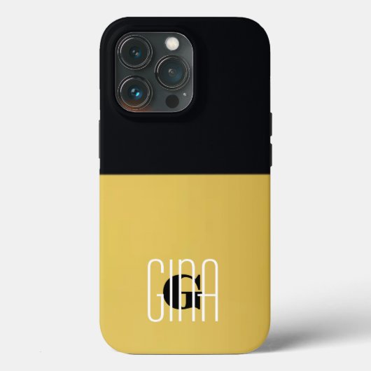 Monogram Black Gold & Girly Hübsch Case-Mate iPhone Hülle (Rückseite)