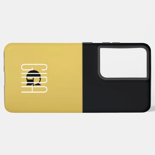 Monogram Black & Gold Girly Hübsch Samsung Galaxy Hülle (Linke Seite)