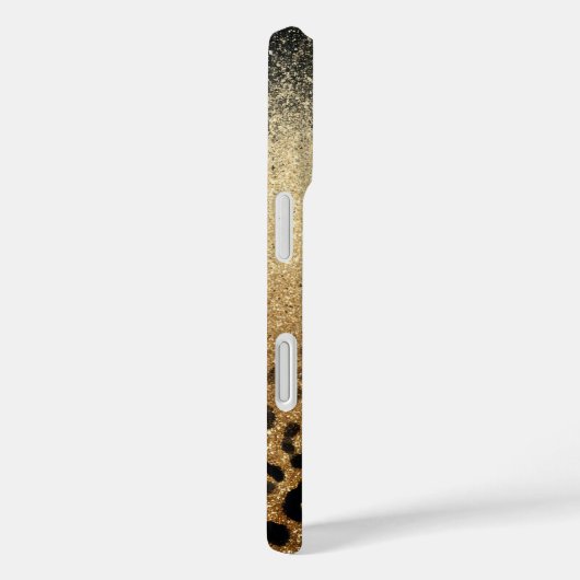 Monogram Black Gold Glitter Leopard Print Case-Mate iPhone Hülle (Rückseite / Rechts)