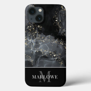 Monogram Black Gold Glitzer Abstrakt Ink Art Case-Mate iPhone Hülle
