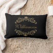 Monogram Black Gold Glitzer Blühte Damask Verziert Lendenkissen (Decke)