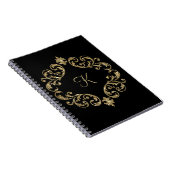 Monogram Black Gold Glitzer Journal Notizblock (Rechte Seite)