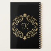 Monogram Black Gold Glitzer Trendy Chic Stilvoll Planer (Rückseite)