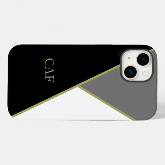 Monogram Black Gold Grau White Geometric Modern Case-Mate iPhone Hülle (Rückseite (Horizontal))