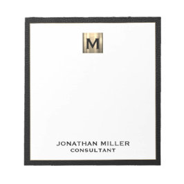 Monogram Black Gold Initial Notizblock