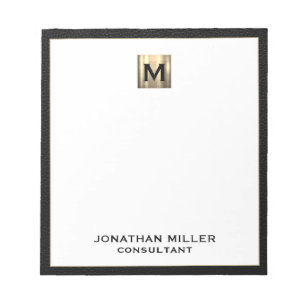 Monogram Black Gold Initial Notizblock