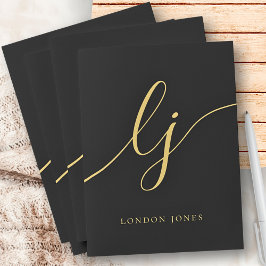 Monogram Black Gold Initials Berufliches Script Bewerbungsmappe